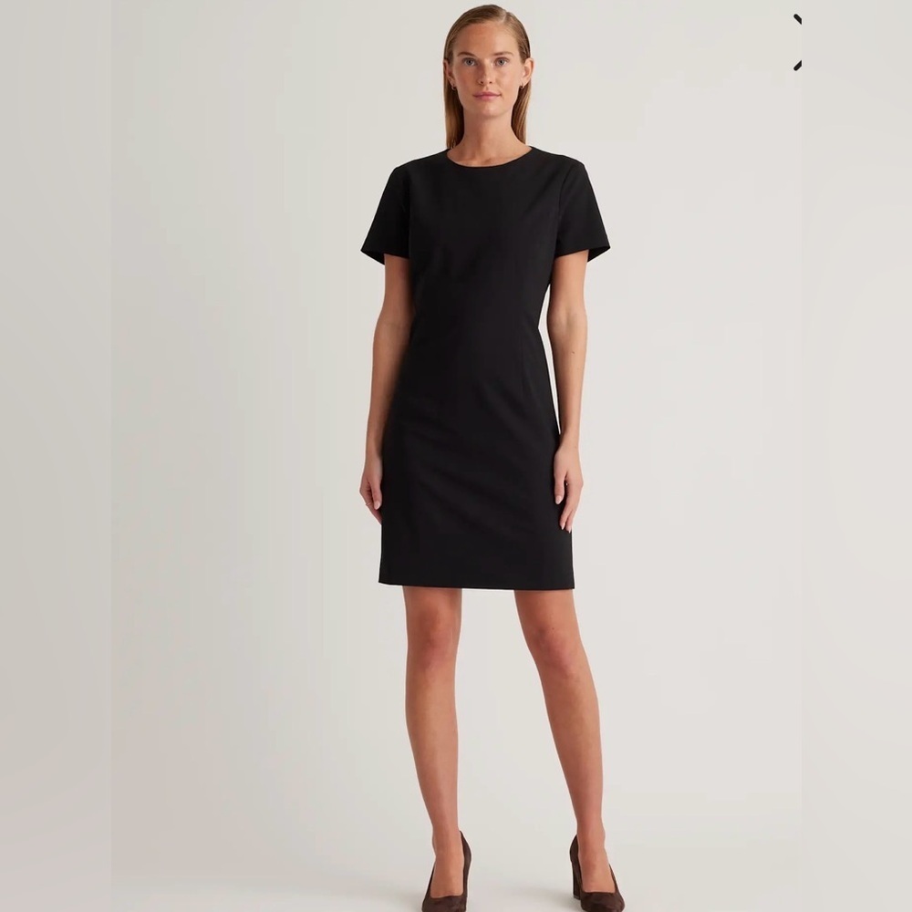 Quince Black Italian Wool Short Sleeve Dress Size 2 NEW